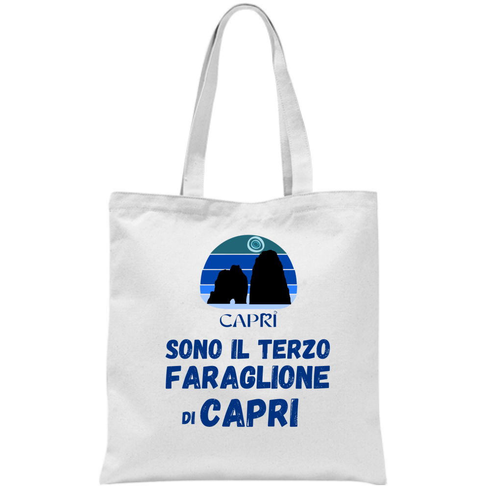 Bag I AM THE THIRD FARAGLIONE OF CAPRI BLUE WRITING