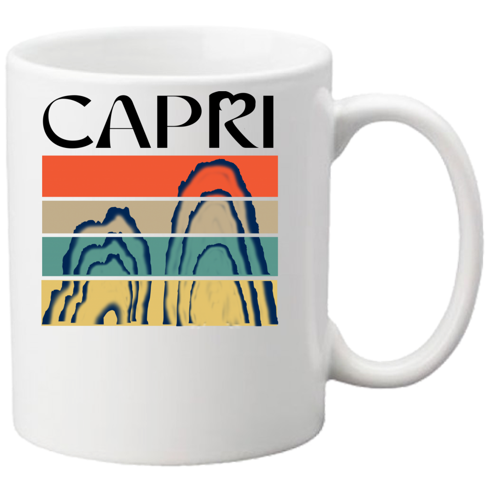 CAPRI PORTIONS FARAGLIONI BLACK WRITING mug