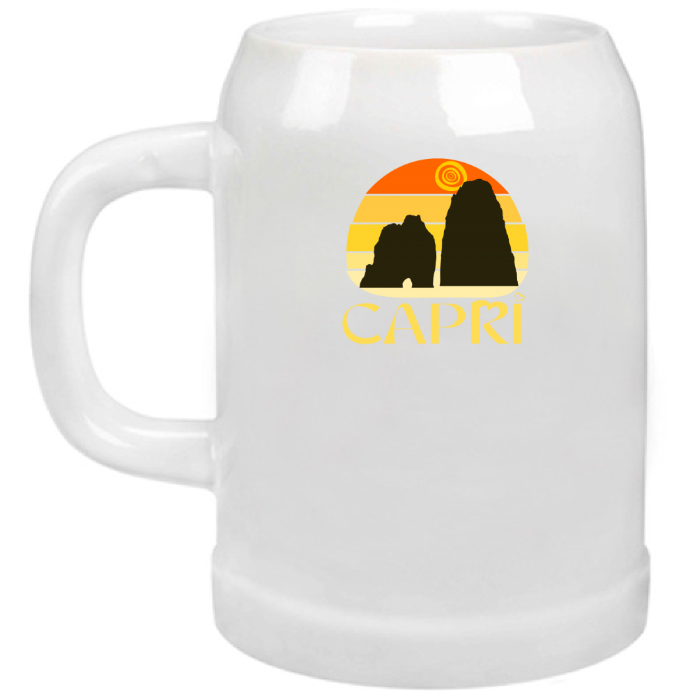 Beer Mug CAPRI SUNSET VINTAGE YELLOW WRITING