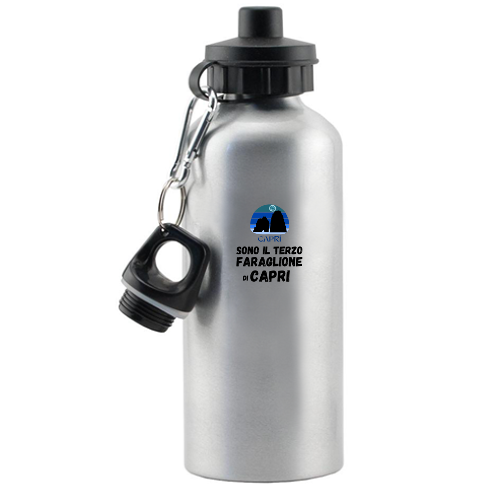Water Bottle I AM THE THIRD FARAGLIONE OF CAPRI BLACK WRITING