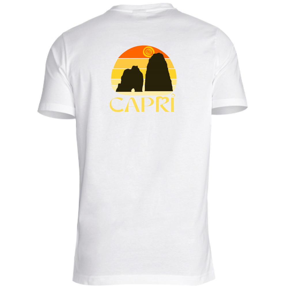 T-Shirt Unisex CAPRI TRAMONTO VINTAGE SCRITTA GIALLO
