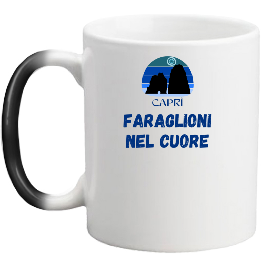 Magic Mug FARAGLIONI DI CAPRI IN THE HEART WRITTEN BLUE