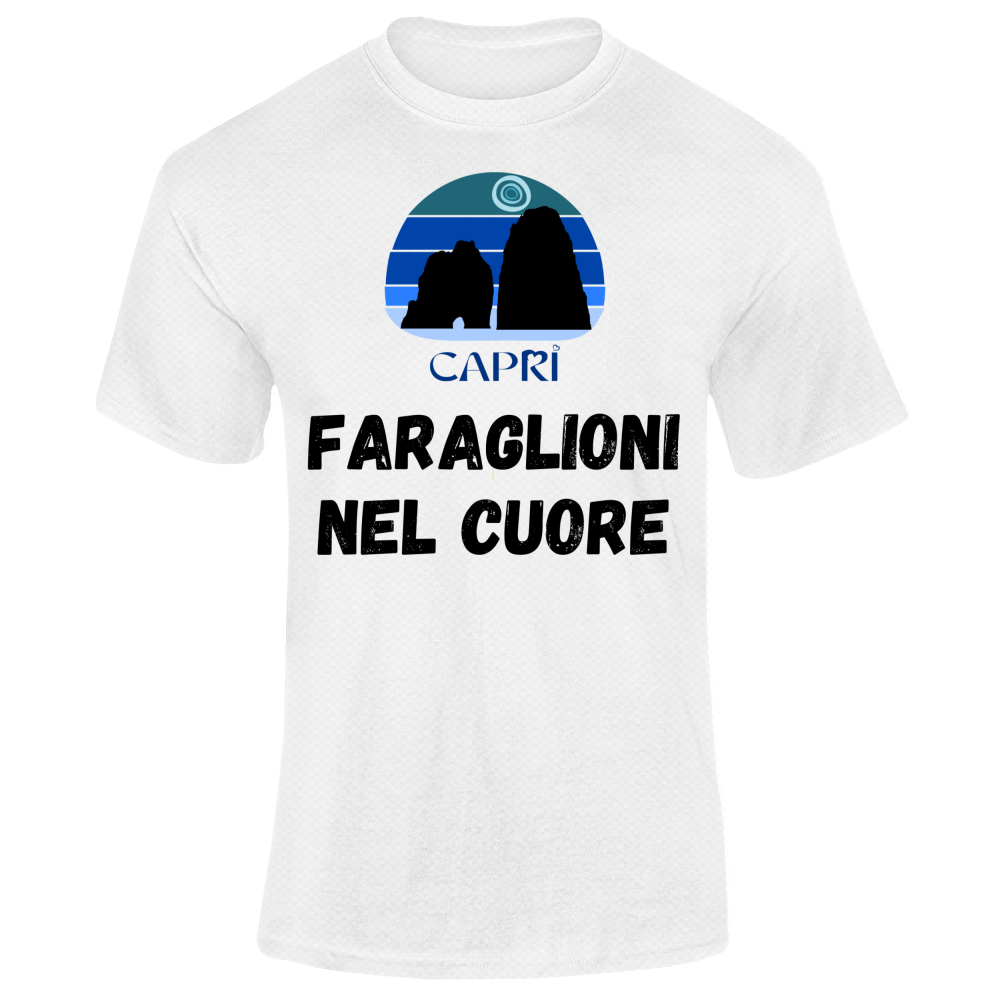T-Shirt Unisex Dry Sport FARAGLIONI DI CAPRI NEL CUORE SCRITTA NERA