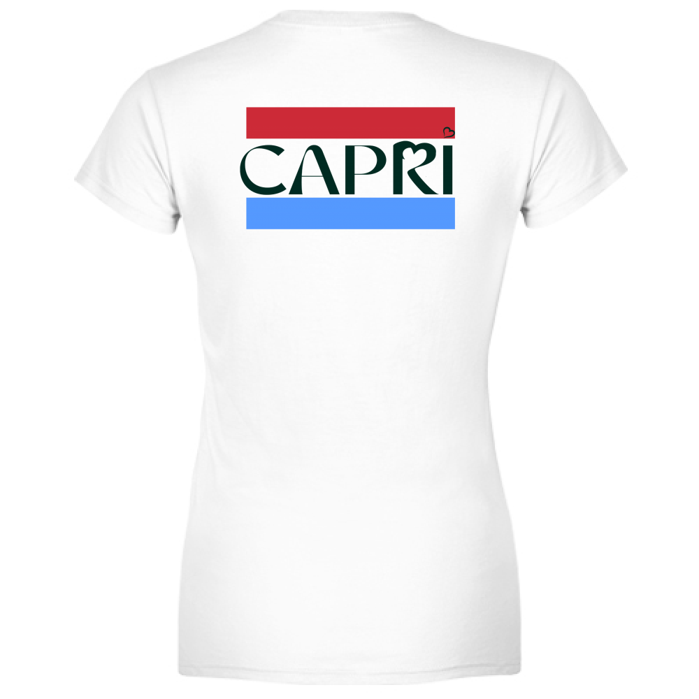 T-Shirt Women Premium CAPRI FASCIA ROSSO BLUE SCRITTA NERA