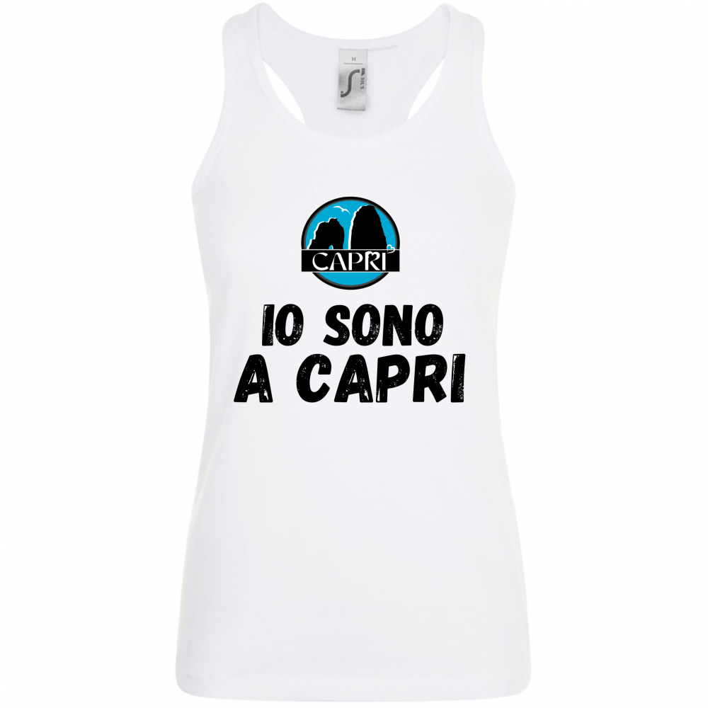 Canotta Donna IO SONO A CAPRI SCRITTA NERA