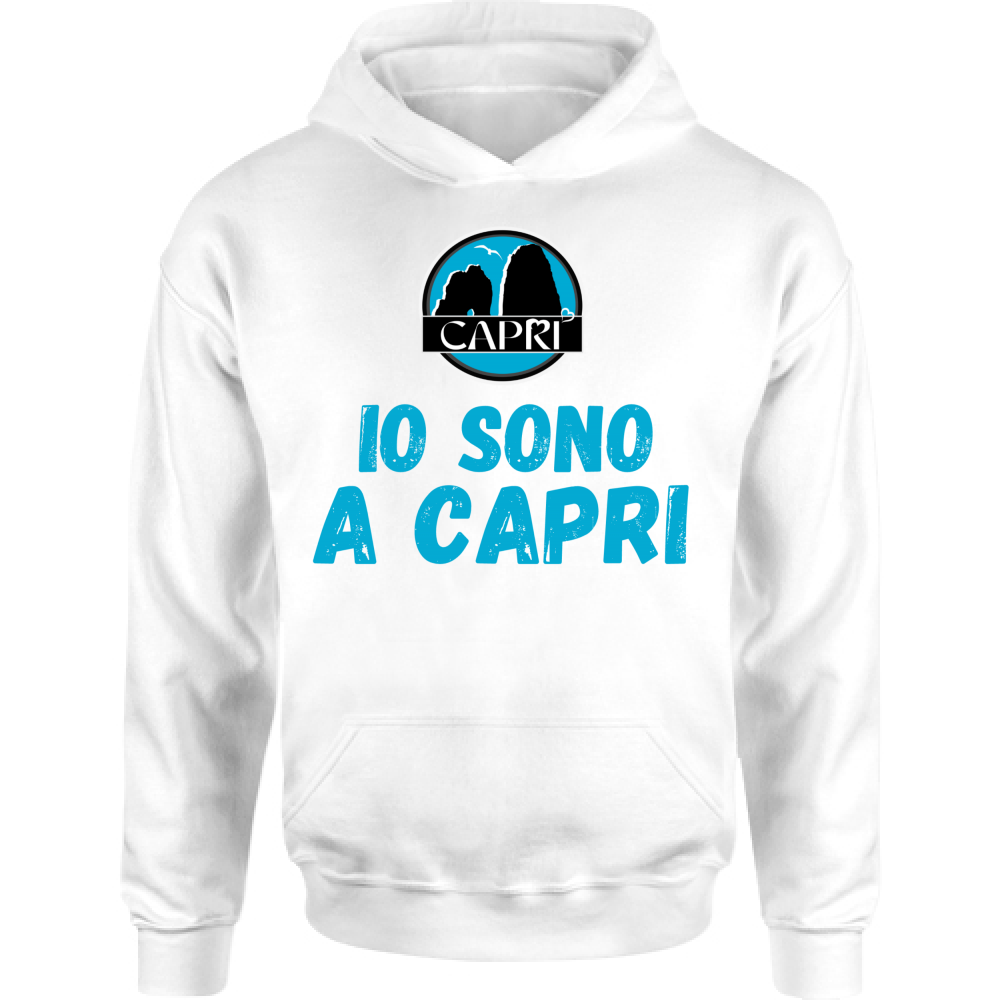 Felpa Bambino con Cappuccio IO SONO A CAPRI SCRITTA AZZURRA