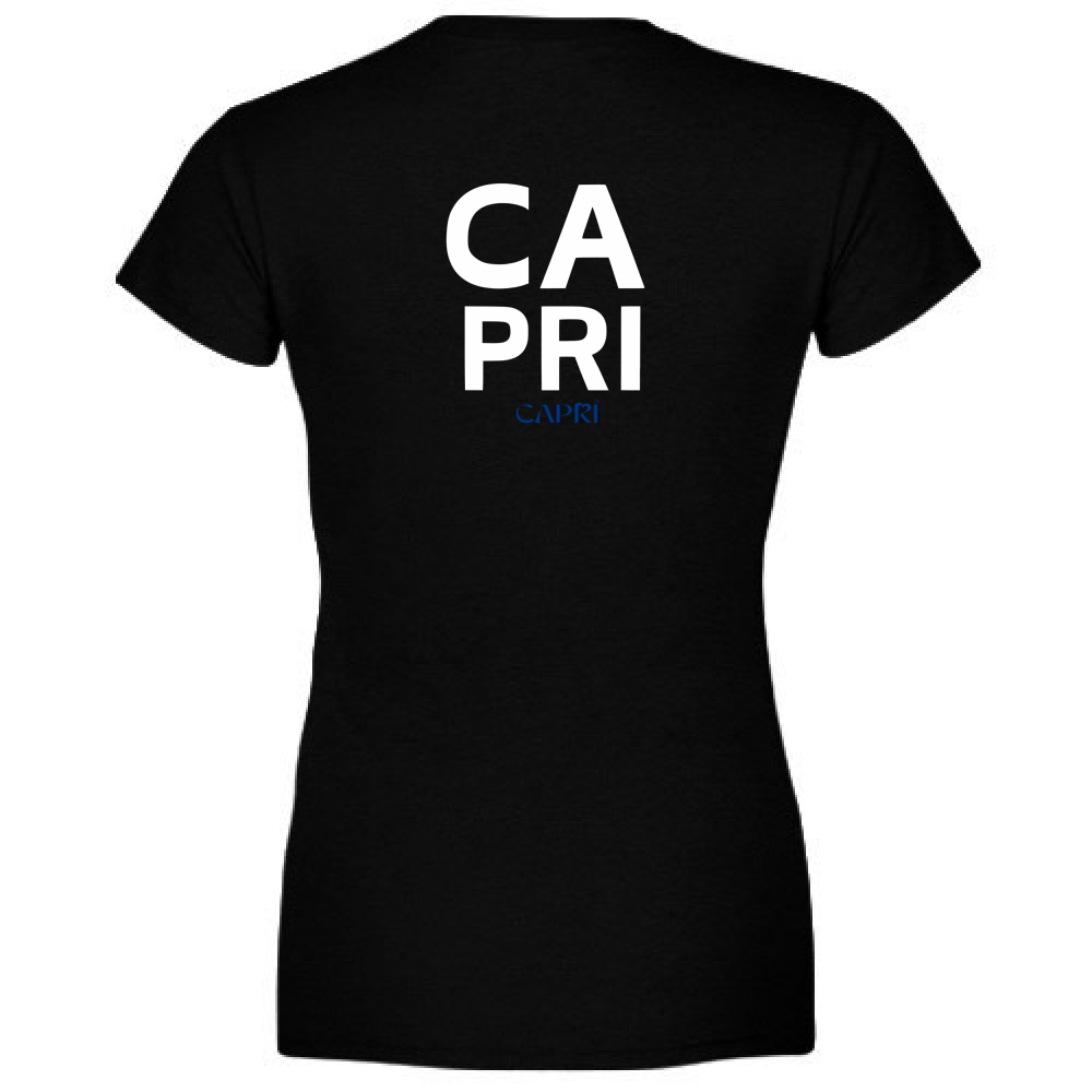 T-Shirt Donna Scollo V CAPRI DESIGN SCRITTA BIANCA