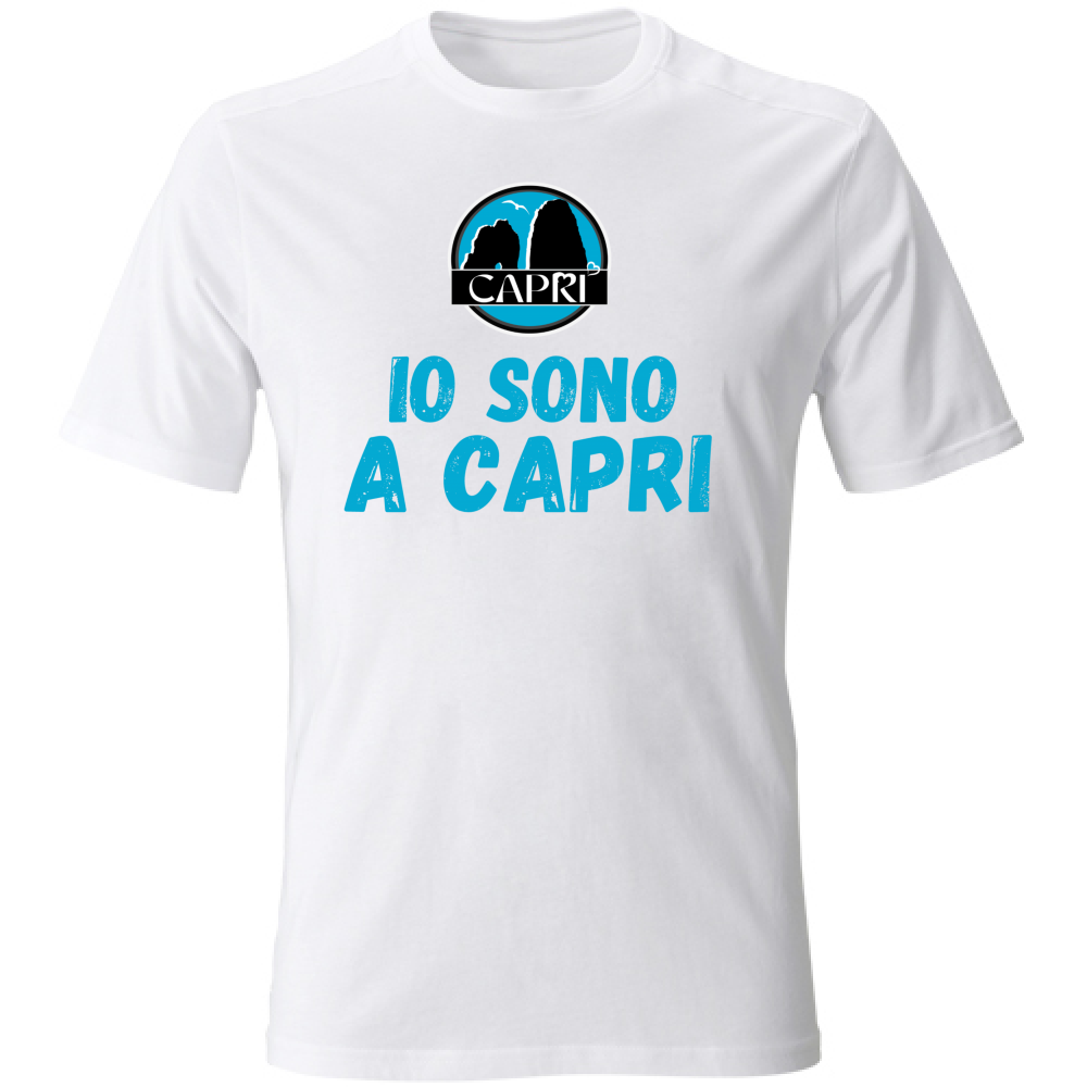 T-Shirt Unisex Large IO SONO A CAPRI SCRITTA AZZURRA