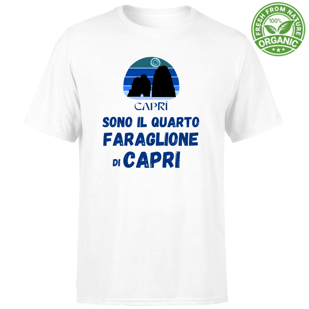 T-Shirt Unisex Organic SONO IL QUARTO FARAGLIONE DI CAPRI SCRITTA BLUE