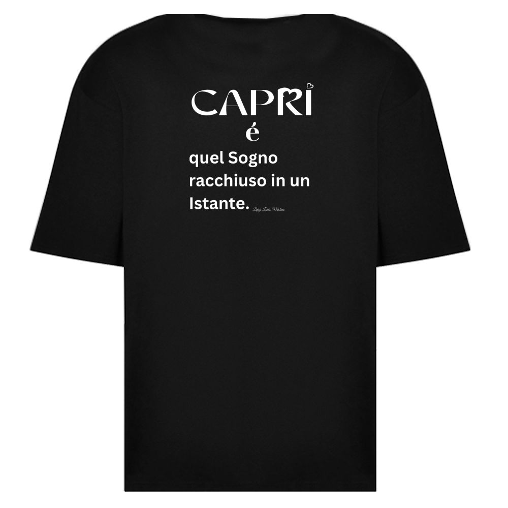 T-Shirt Oversize Capri Sogno racchiuso in un istante scritta bianca