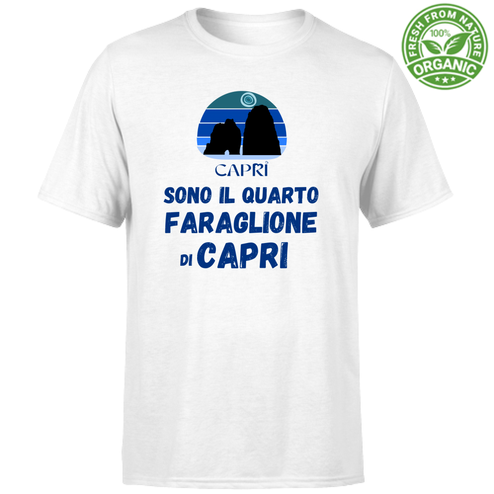 T-Shirt Bambino Organic SONO IL QUARTO FARAGLIONE DI CAPRI SCRITTA BLUE