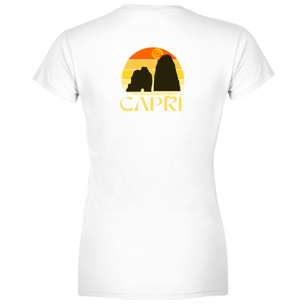 Women's T-Shirt CAPRI SUNSET VINTAGE YELLOW WRITING