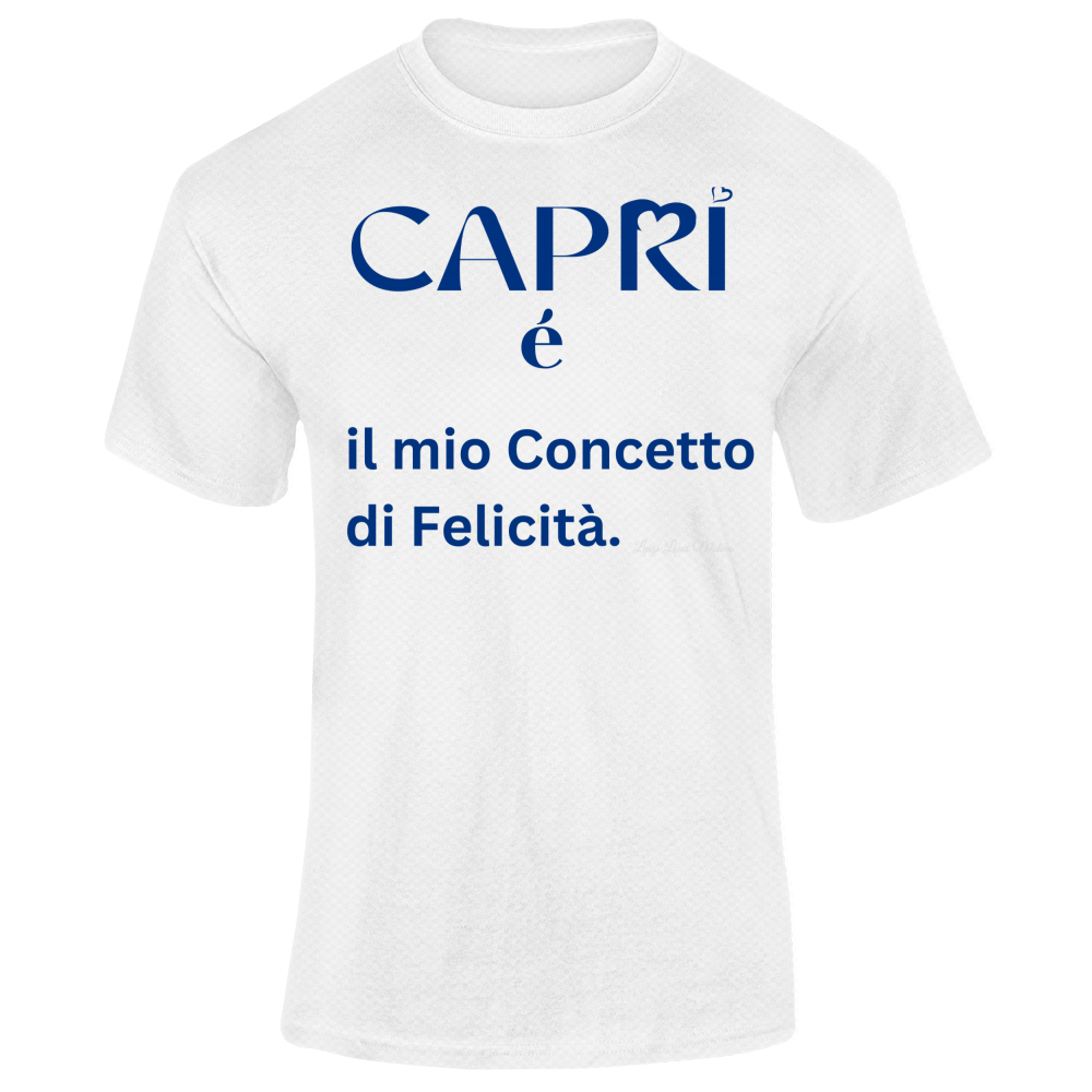 T-Shirt Unisex Dry Sport Capri é il mio concetto di Felicità scritta Blue