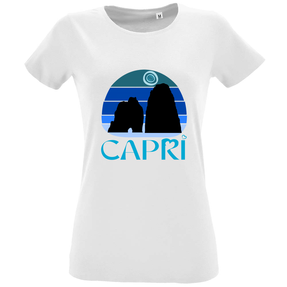 T-Shirt Women Fit CAPRI VINTAGE TRAMONTO AZZURRATO