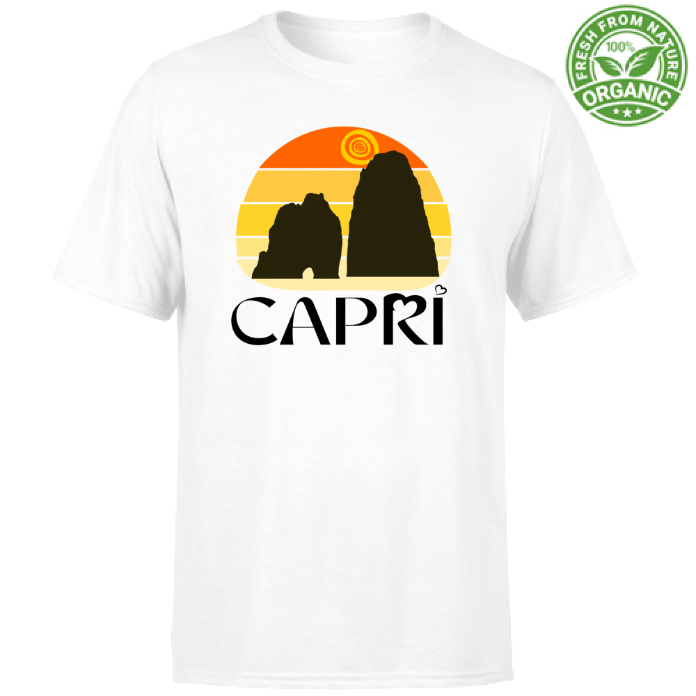 T-Shirt Unisex Organic CAPRI TRAMONTO VINTAGE SCRITTA NERA