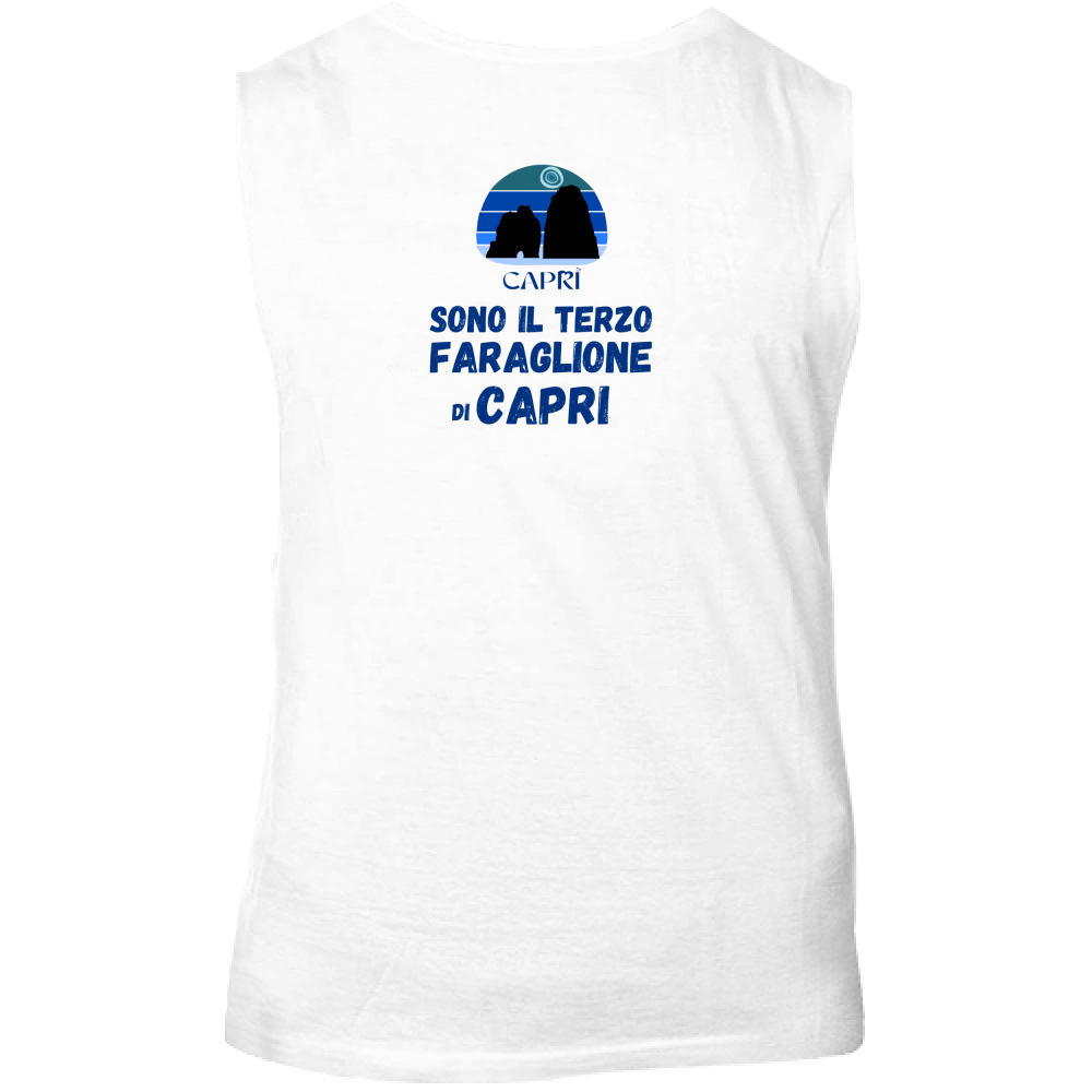 Canotta Unisex SONO IL TERZO FARAGLIONE DI CAPRI SCRITTA BLU
