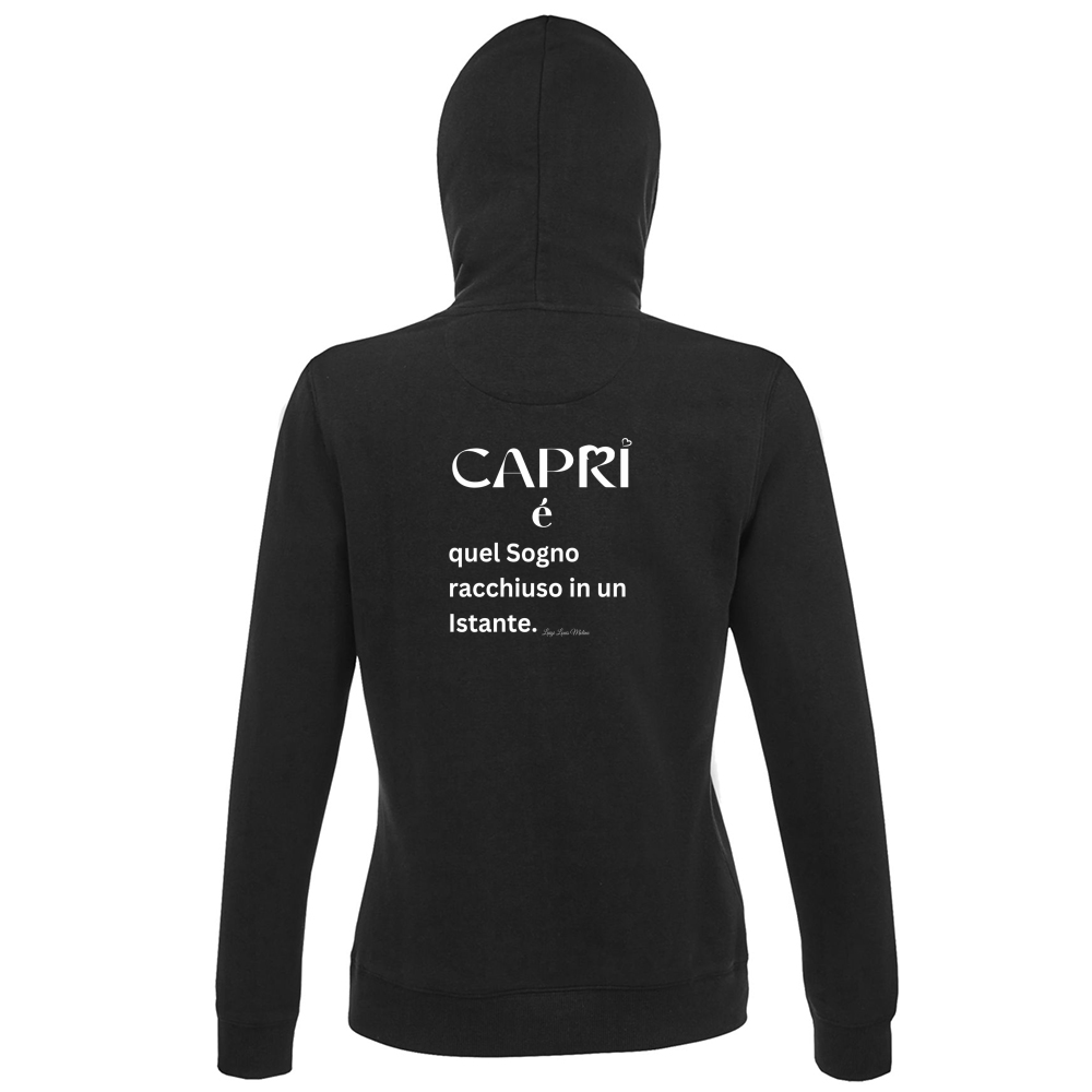 Hoodie Premium Women Capri Sogno racchiuso in un istante scritta bianca
