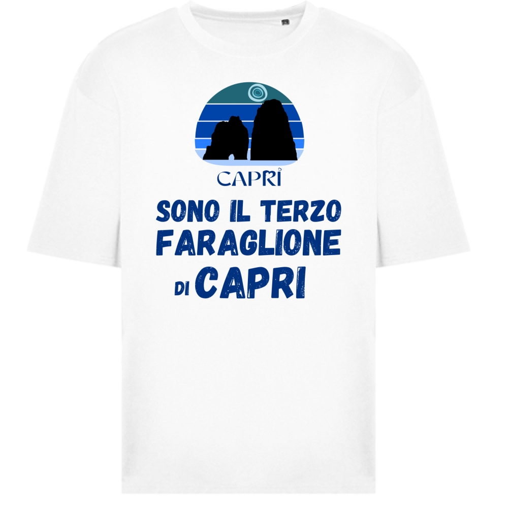 T-Shirt Oversize SONO IL TERZO FARAGLIONE DI CAPRI SCRITTA BLU