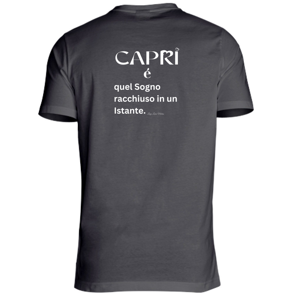 T-Shirt Unisex Large Capri Sogno racchiuso in un istante scritta bianca