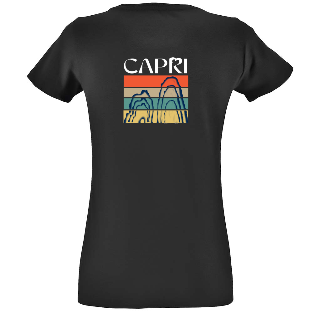 T-Shirt Women Fit CAPRI PORZIONI FARAGLIONI SCRITTA BIANCA
