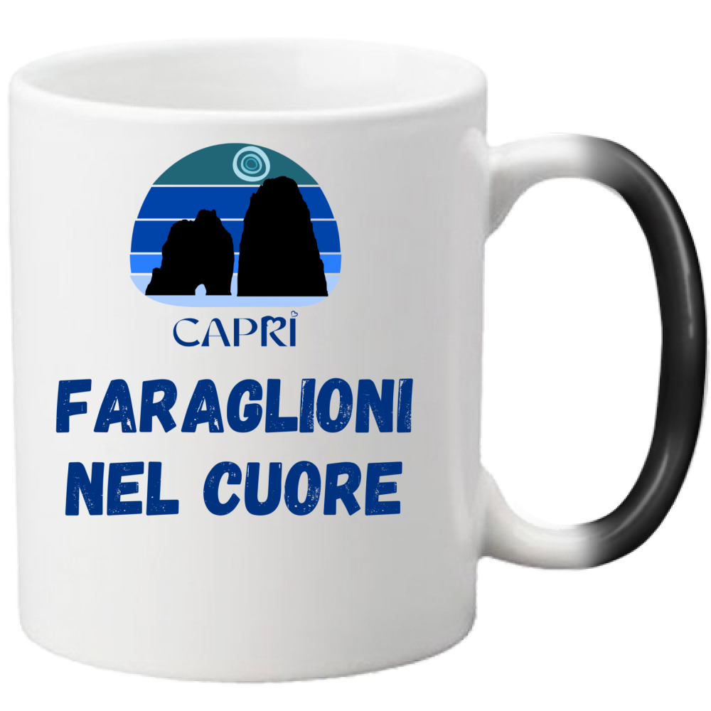 Magic Mug FARAGLIONI DI CAPRI IN THE HEART WRITTEN BLUE