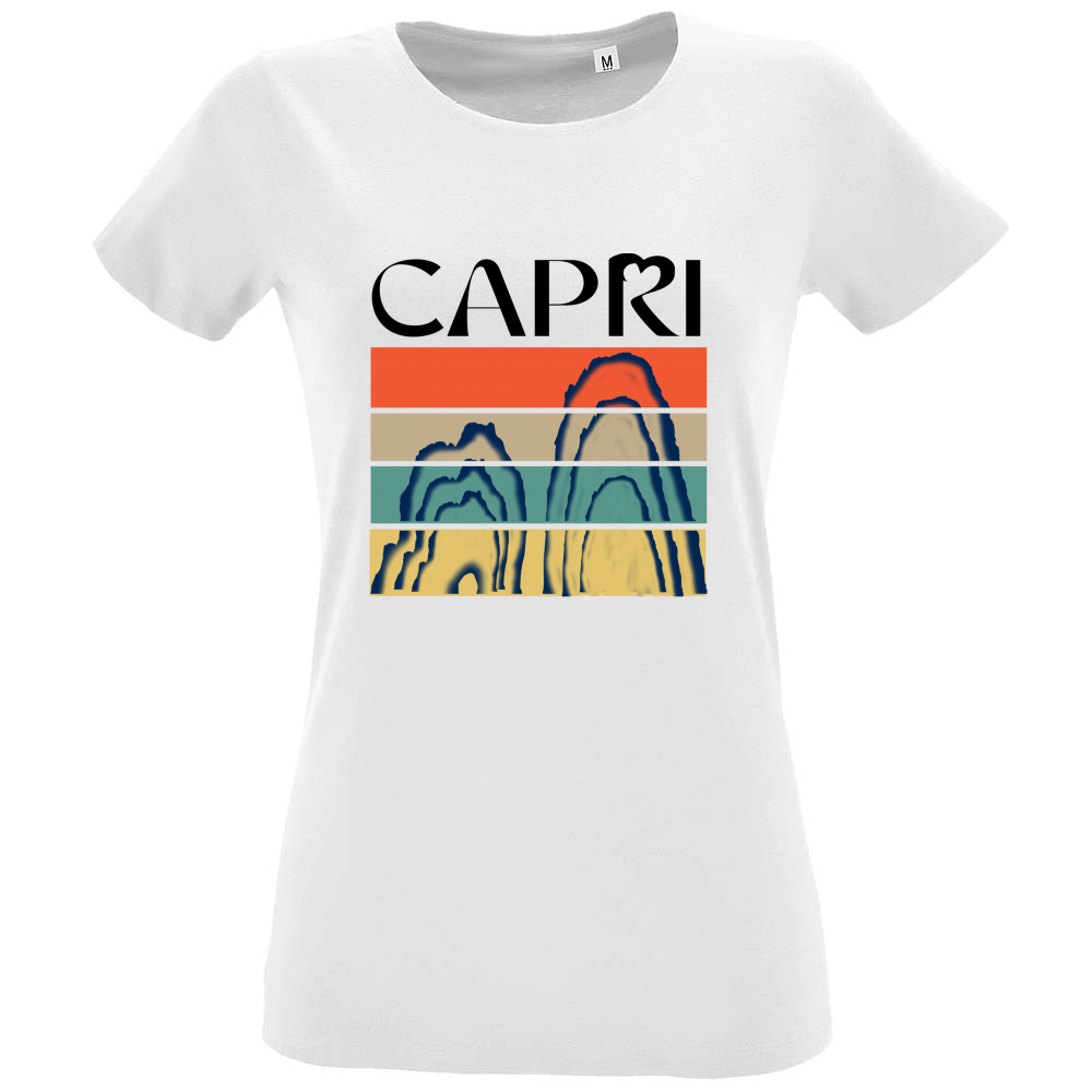 T-Shirt Women Fit CAPRI PORZIONI FARAGLIONI SCRITTA NERA