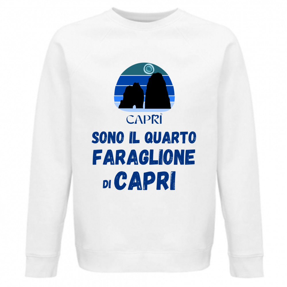 Felpa Unisex Organica SONO IL QUARTO FARAGLIONE DI CAPRI SCRITTA BLUE