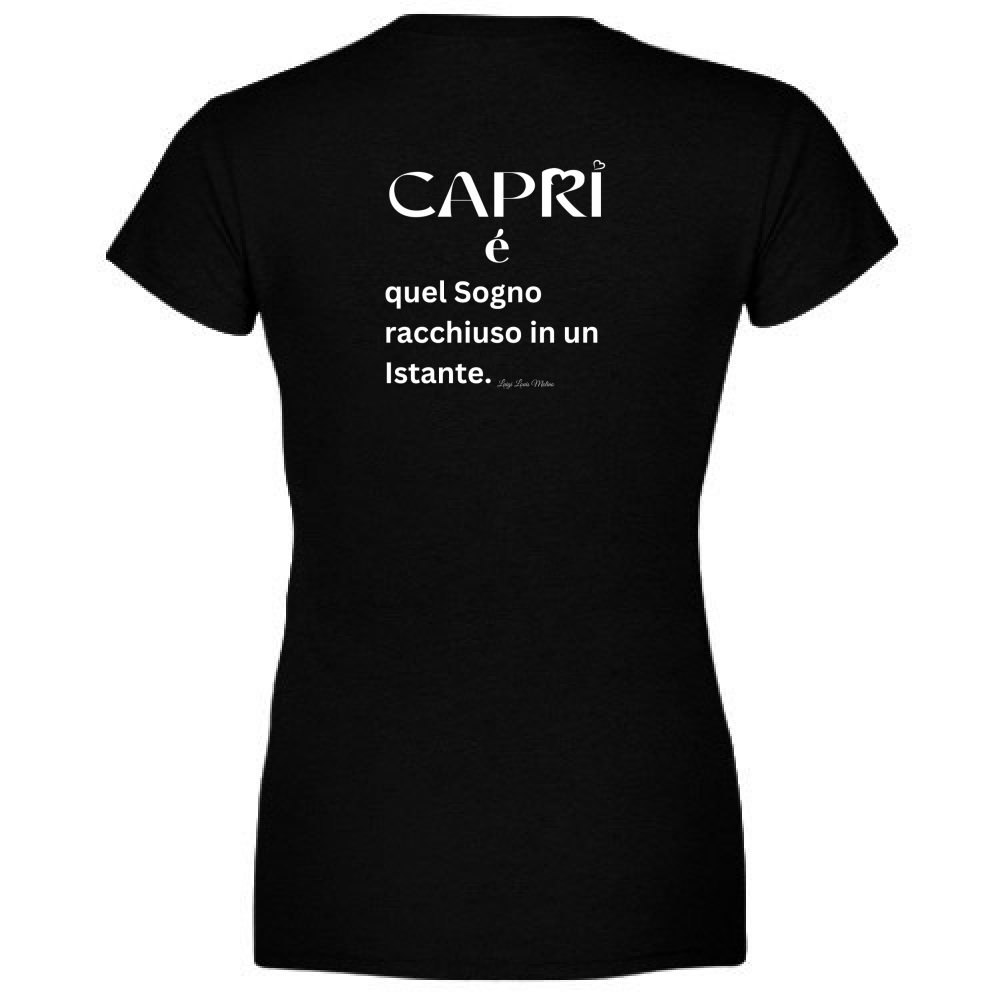 T-Shirt Donna Capri Sogno racchiuso in un istante scritta bianca