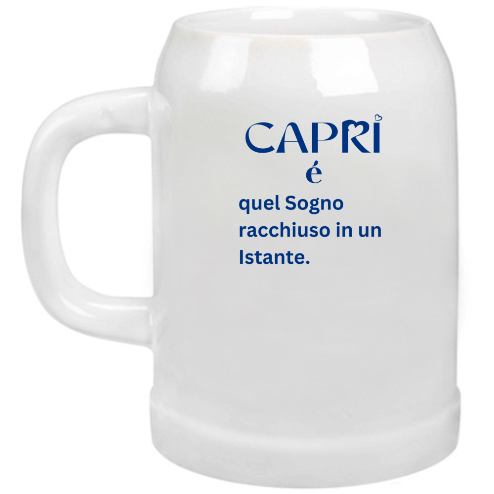 Capri Beer Mug Dream enclosed in an instant Blue writing