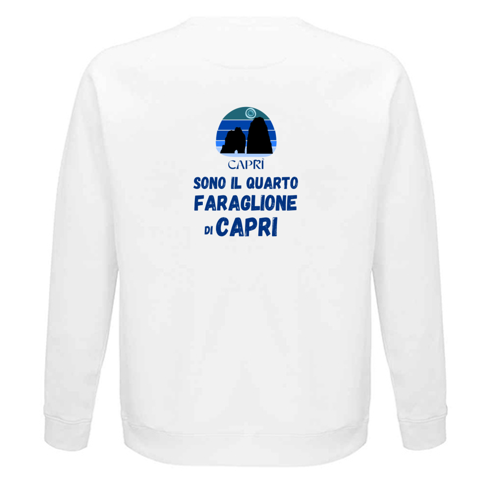 Felpa Unisex Organica SONO IL QUARTO FARAGLIONE DI CAPRI SCRITTA BLUE