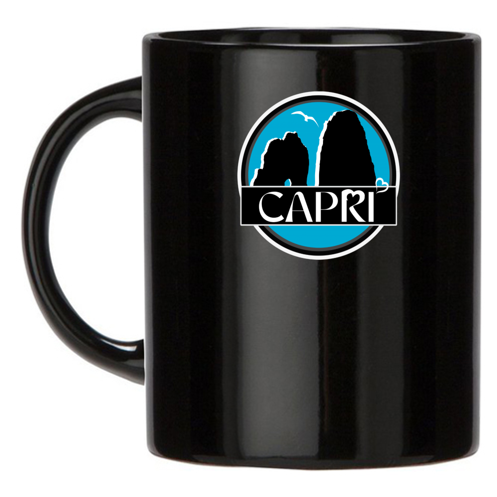 Black Mug CAPRI MAGIC CIRCLE WITH FARAGLIONI