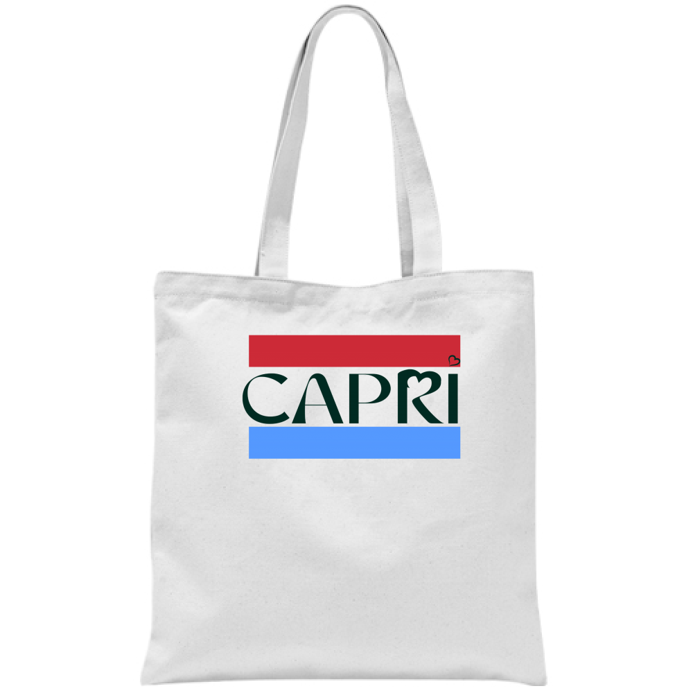 CAPRI BAG RED BLUE BAND BLACK WRITING 