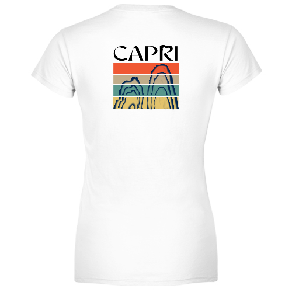 T-Shirt Woman Organic CAPRI PORZIONI FARAGLIONI SCRITTA NERA