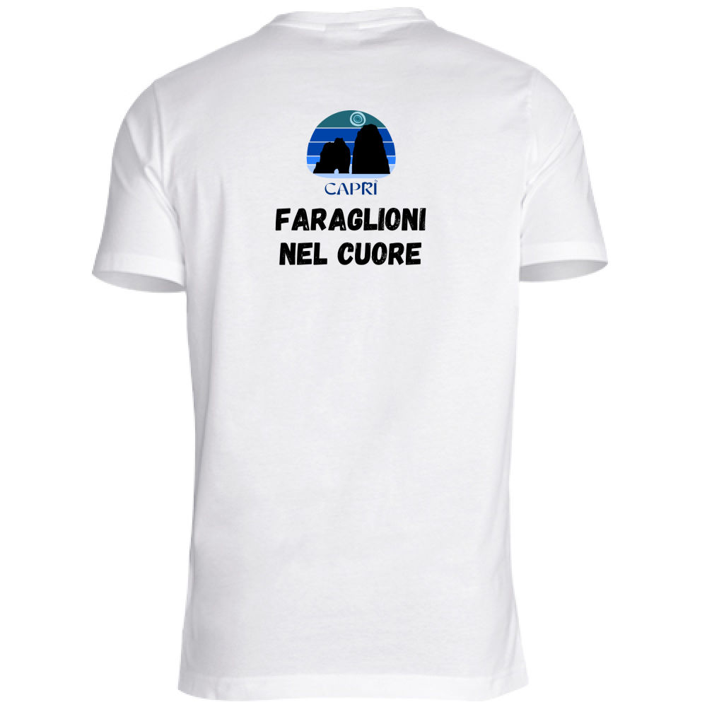 T-Shirt Unisex FARAGLIONI DI CAPRI NEL CUORE SCRITTA NERA