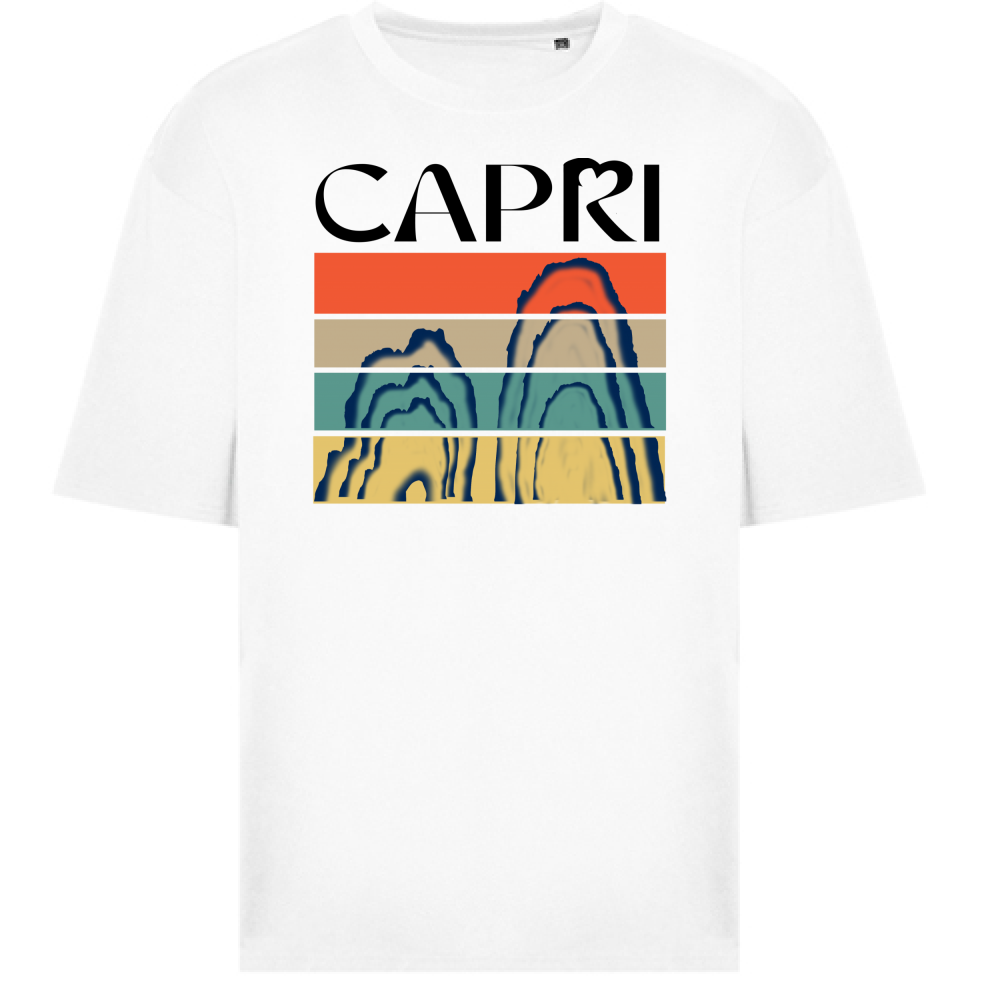 T-Shirt Oversize CAPRI PORZIONI FARAGLIONI SCRITTA NERA