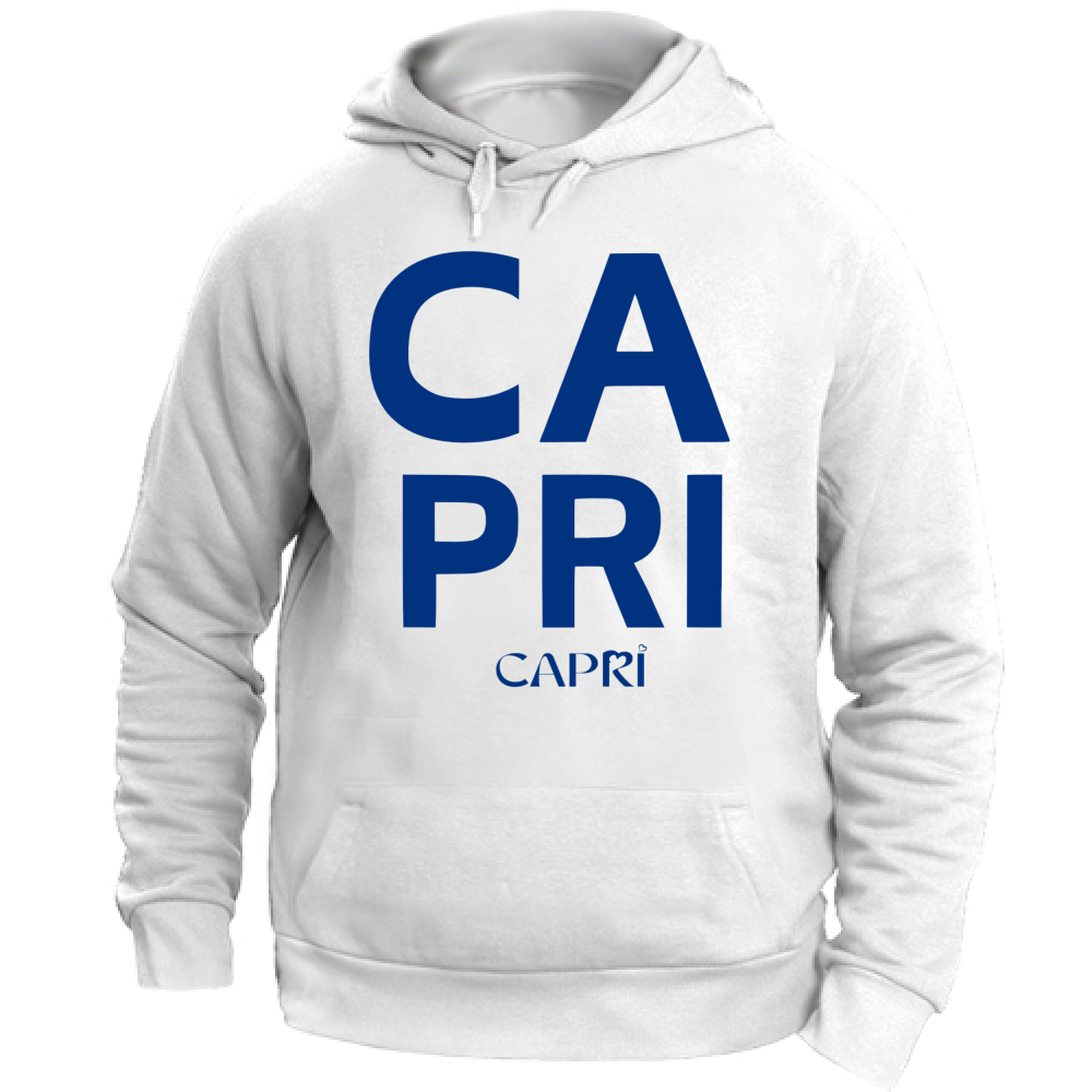 Felpa Unisex con Cappuccio CAPRI DESIGN SCRITTA BLUE