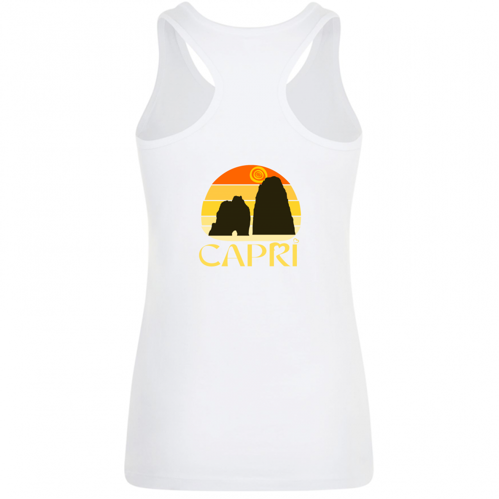 Canotta Donna CAPRI TRAMONTO VINTAGE SCRITTA GIALLO