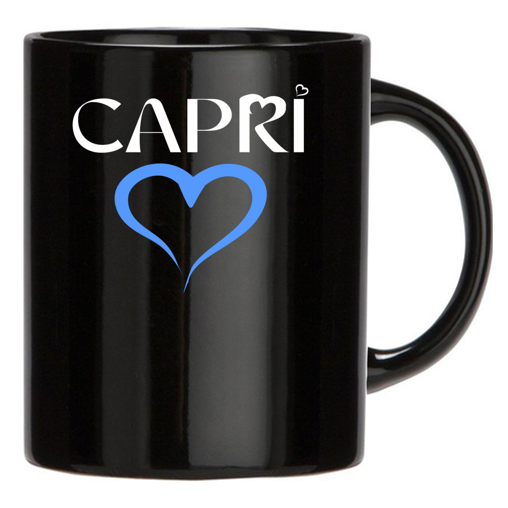 Tazza Nera CAPRI CUORE AZZURRO