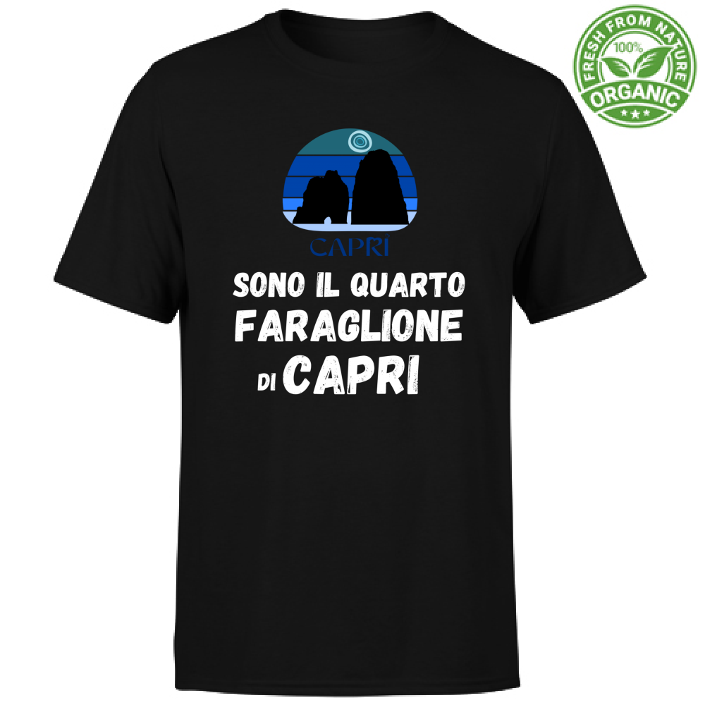 T-Shirt Unisex Organic SONO IL QUARTO FARAGLIONE DI CAPRI SCRITTA BIANCA