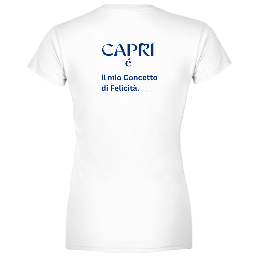 T-Shirt Donna Capri é il mio concetto di Felicità scritta Blue