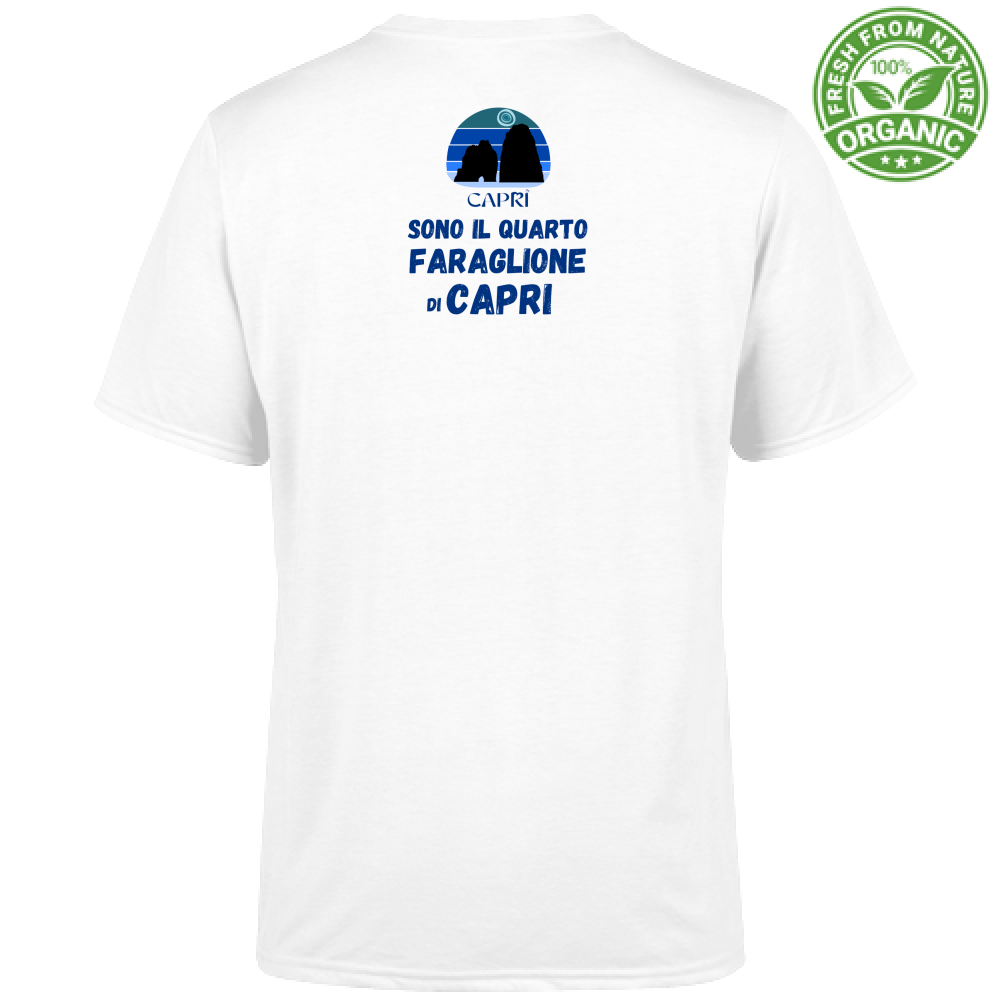 T-Shirt Bambino Organic SONO IL QUARTO FARAGLIONE DI CAPRI SCRITTA BLUE