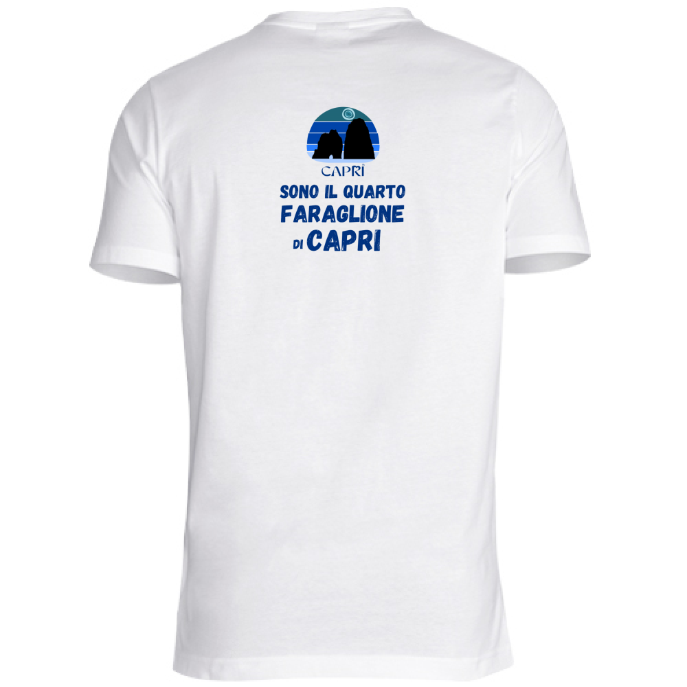 T-Shirt Unisex Large SONO IL QUARTO FARAGLIONE DI CAPRI SCRITTA BLUE
