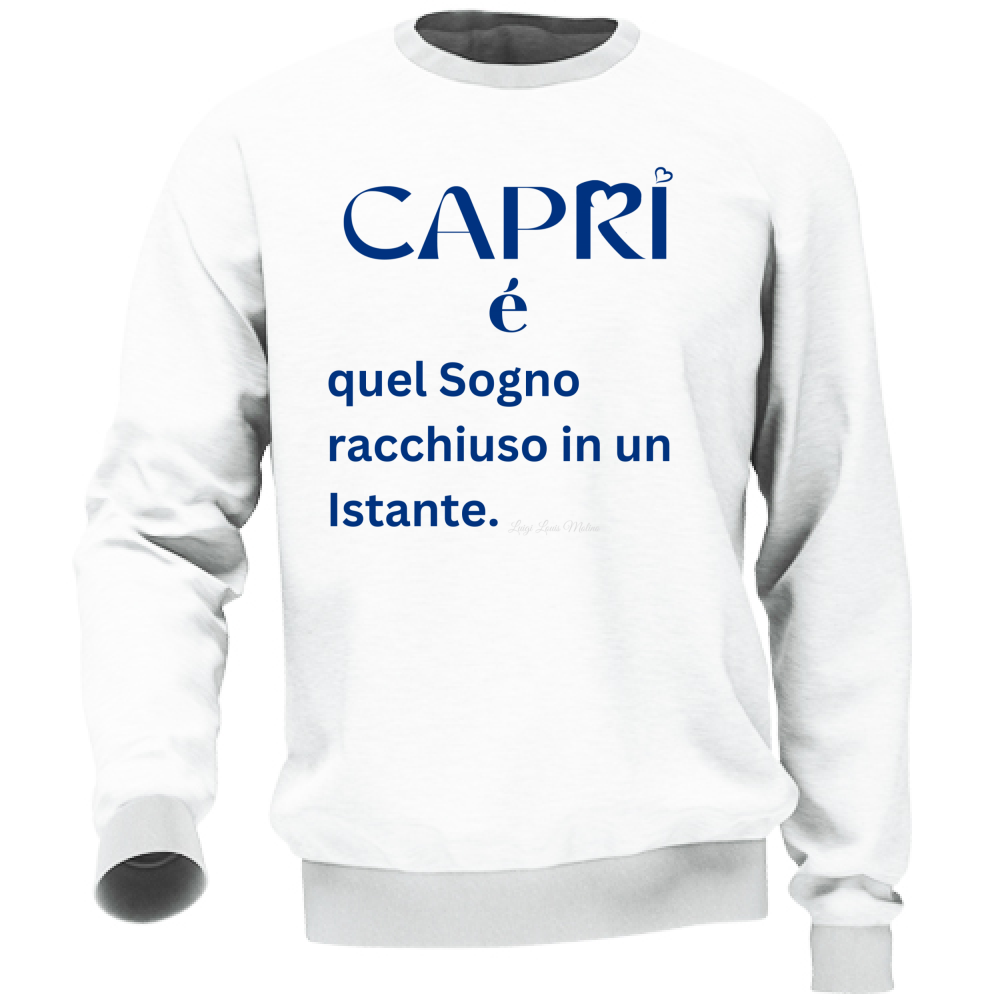 Felpa Unisex Capri Sogno racchiuso in un istante scritta Blue