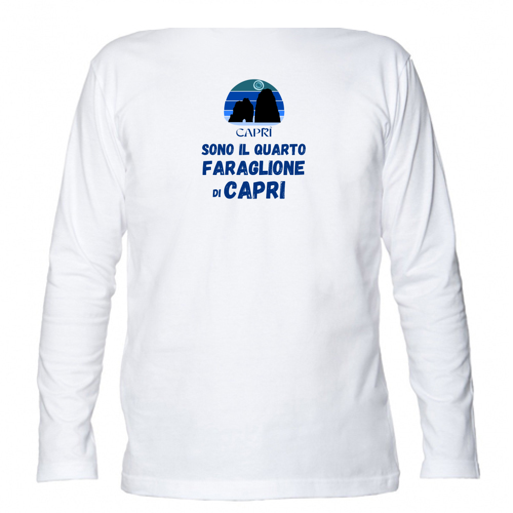 T-Shirt Unisex Manica Lunga SONO IL QUARTO FARAGLIONE DI CAPRI SCRITTA BLUE