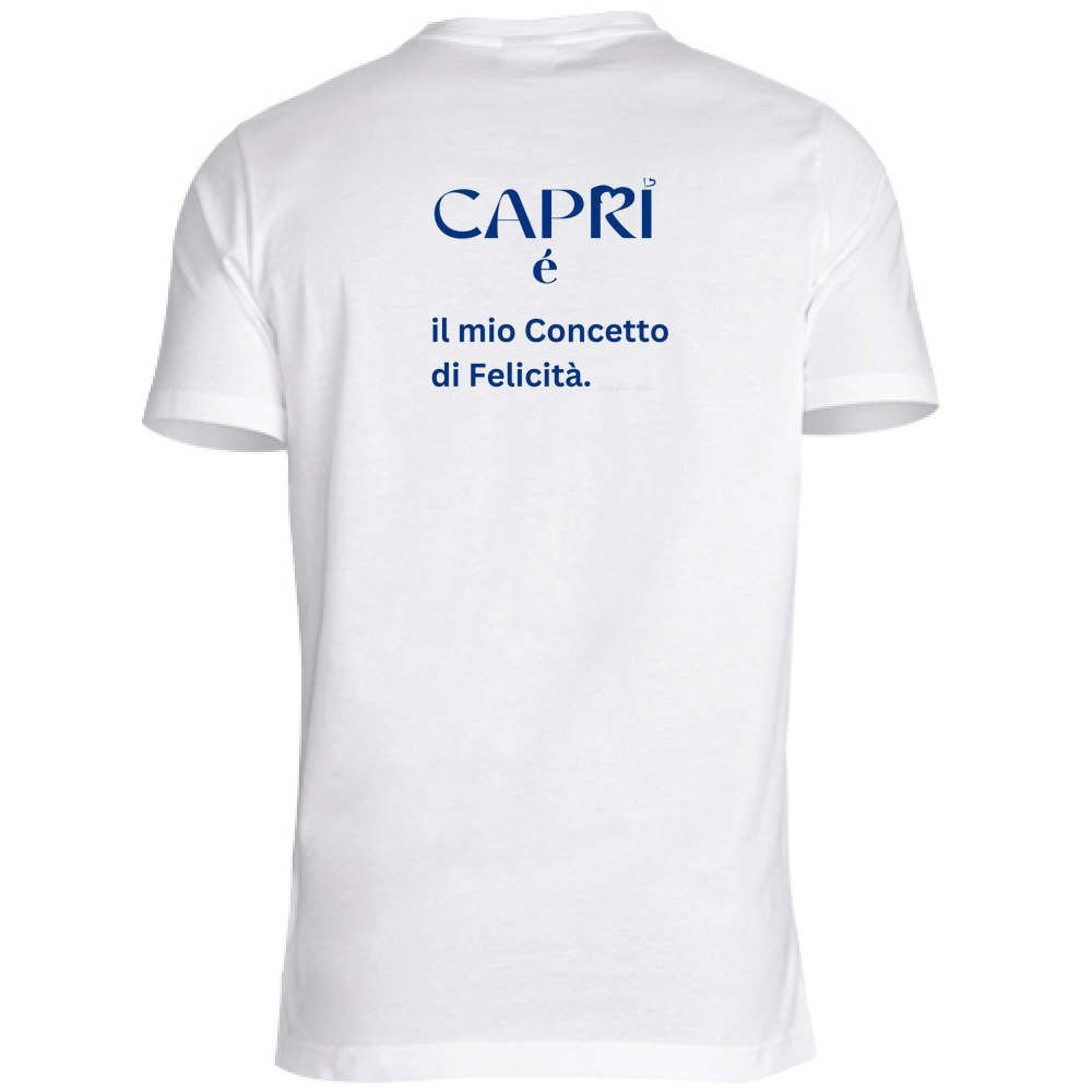 T-Shirt Unisex Large Capri é il mio concetto di Felicità scritta Blue