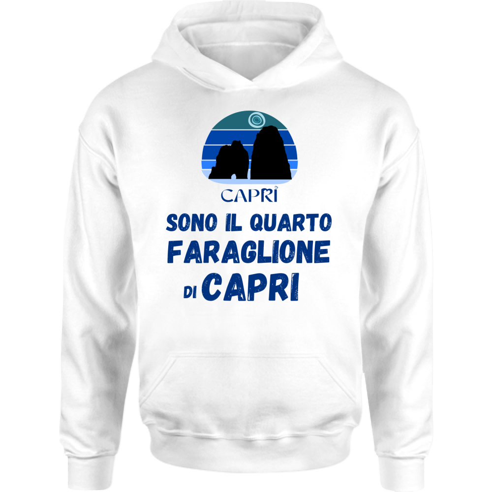 Felpa Bambino con Cappuccio SONO IL QUARTO FARAGLIONE DI CAPRI SCRITTA BLUE