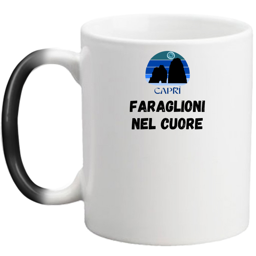 Magic Mug FARAGLIONI DI CAPRI IN THE HEART BLACK WRITING