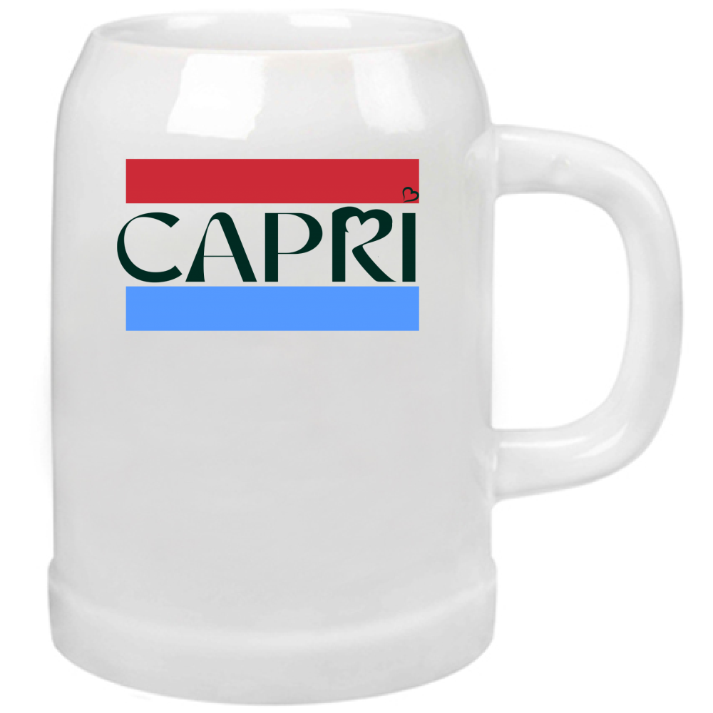 CAPRI Beer Mug RED BLUE BAND BLACK WRITING