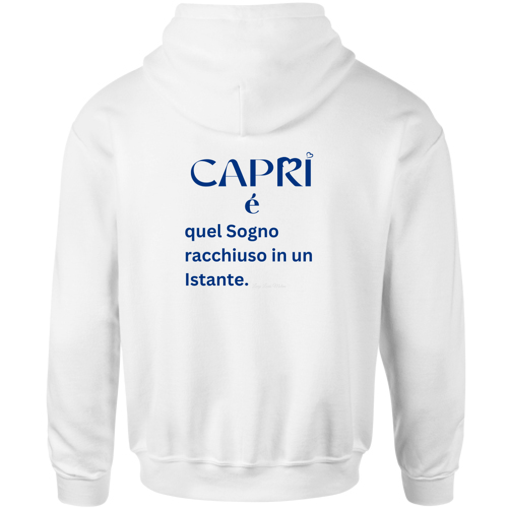 Felpa Bambino con Cappuccio Capri Sogno racchiuso in un istante scritta Blue