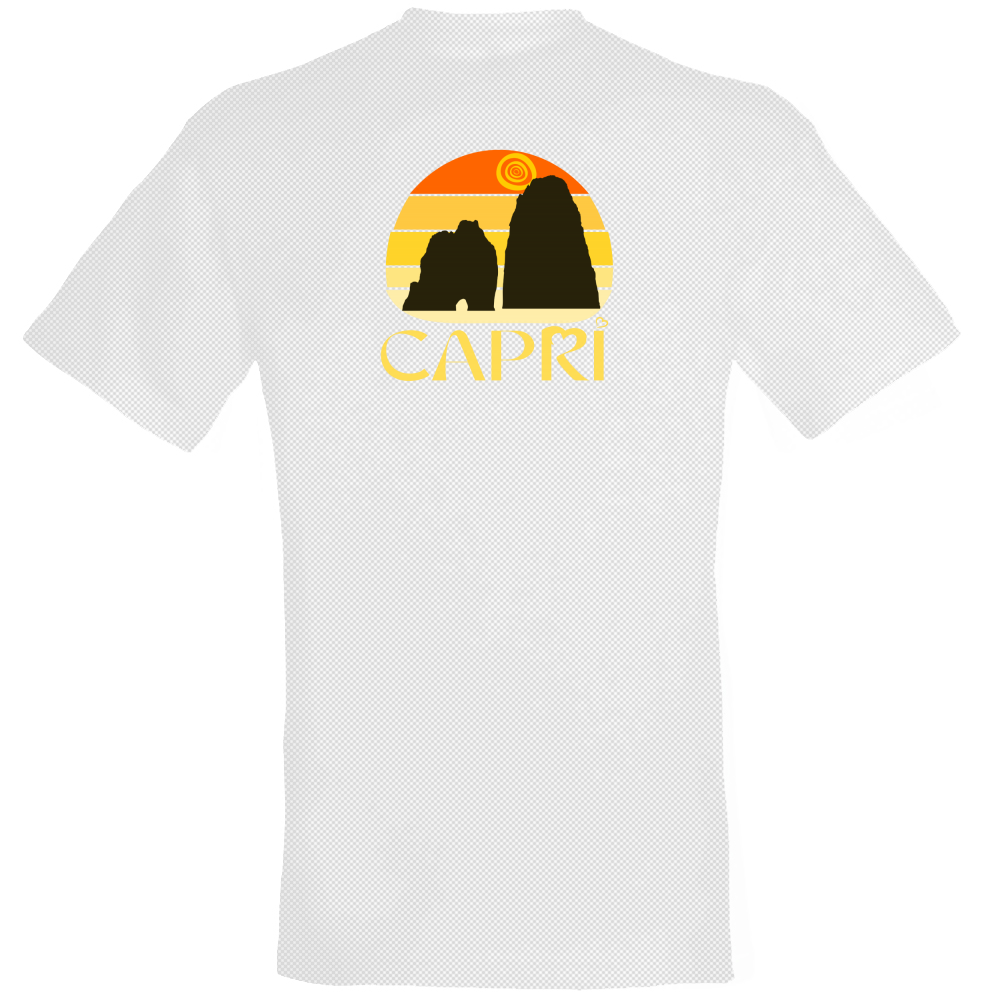 T-Shirt Unisex Dry Sport CAPRI TRAMONTO VINTAGE SCRITTA GIALLO